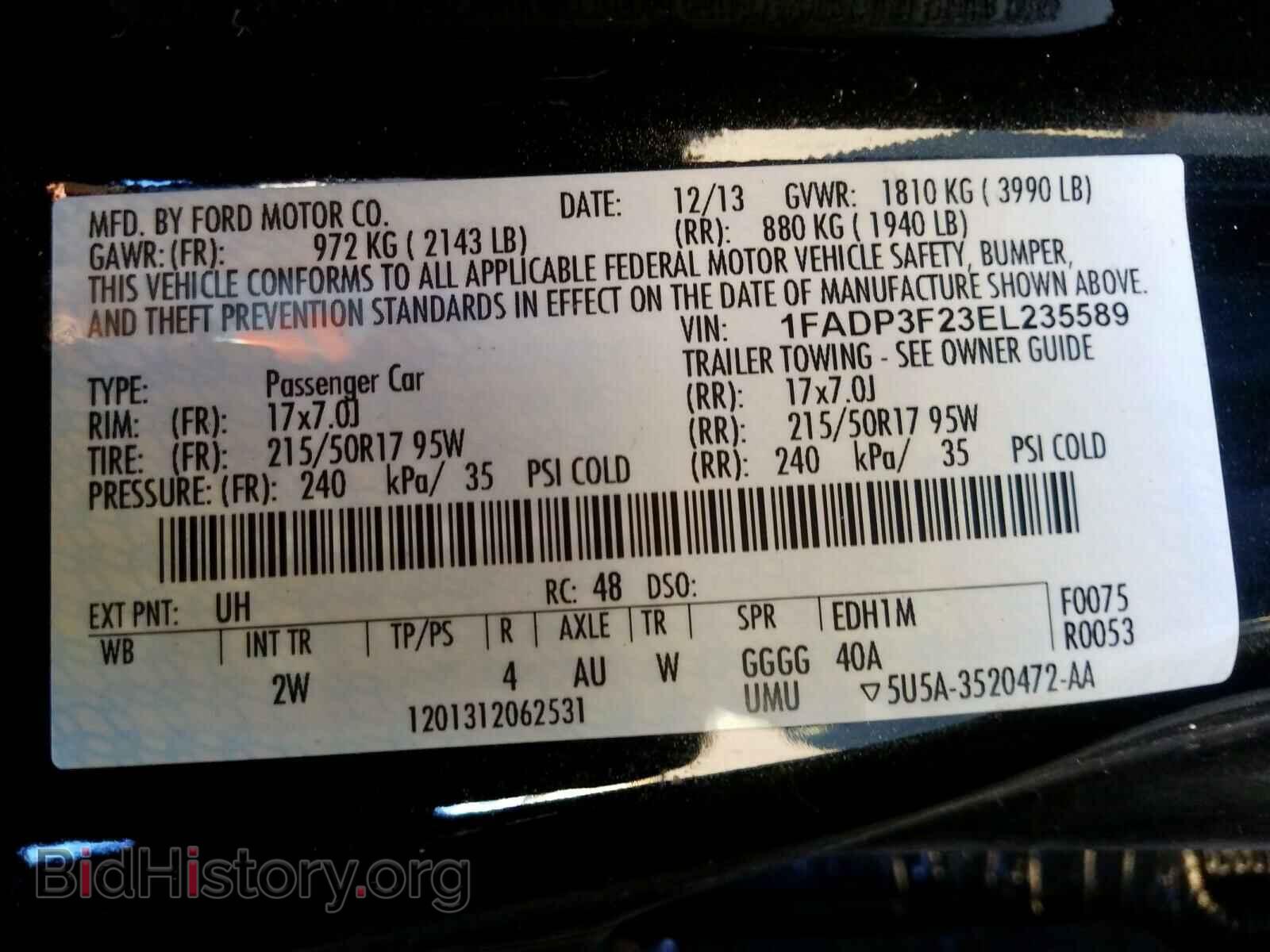 2014 FORD FOCUS - VIN: 1FADP3F23EL235589 - Фото 10