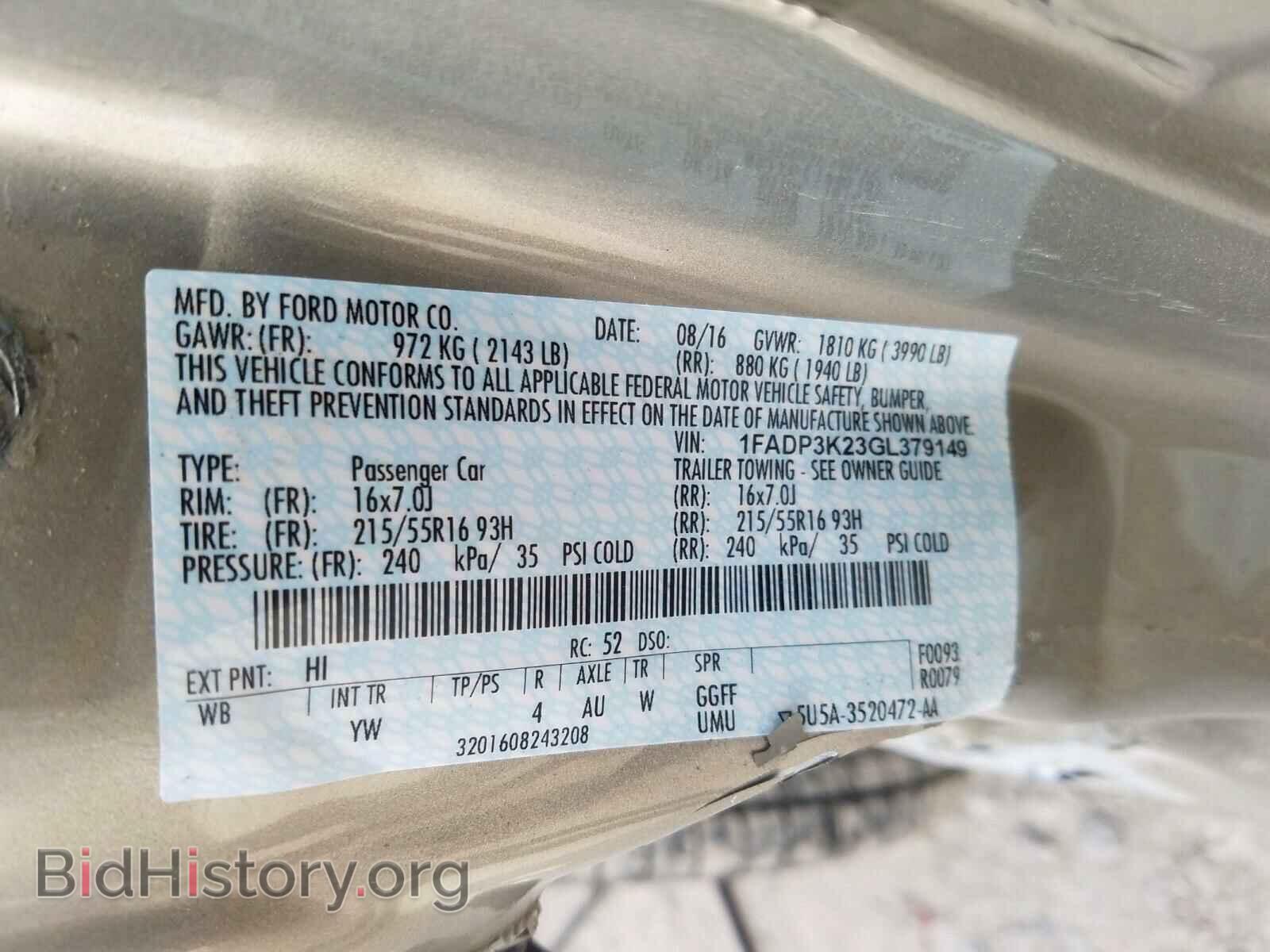 2016 FORD FOCUS - VIN: 1FADP3K23GL379149 - Photo 10