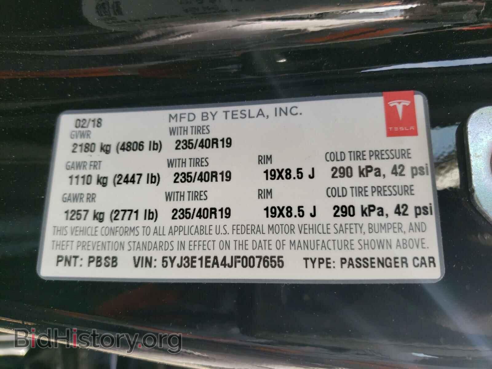 2018 TESLA MODEL 3 - VIN: 5YJ3E1EA4JF007655 - Фото 10