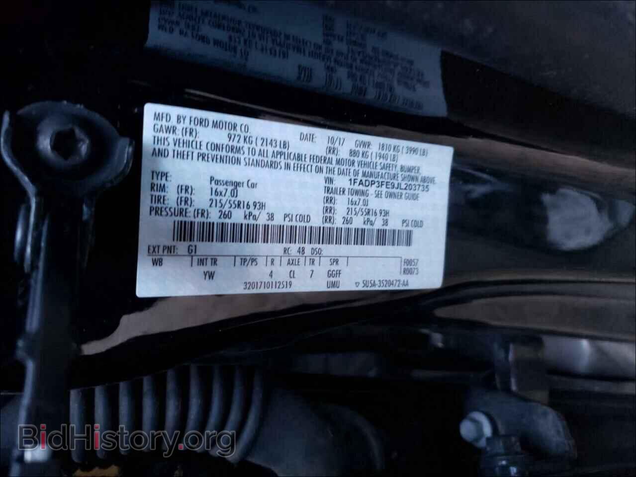 2018 FORD FOCUS - VIN: 1FADP3FE9JL203735 - Фото 10
