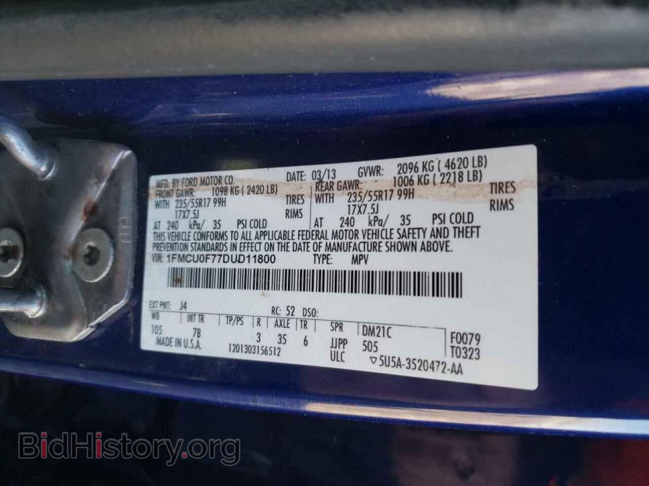 2013 FORD ESCAPE - VIN: 1FMCU0F77DUD11800 - Фото 10