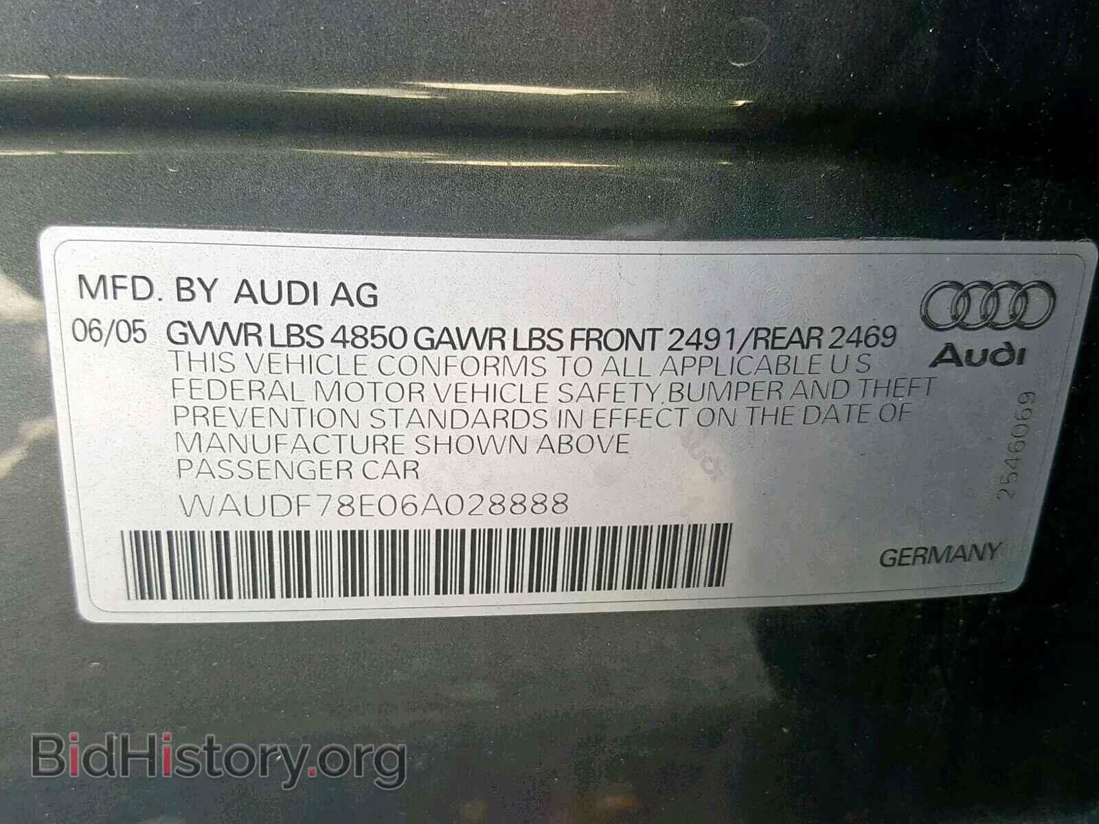 2006 AUDI A4 - VIN: WAUDF78E06A028888 - Фото 10