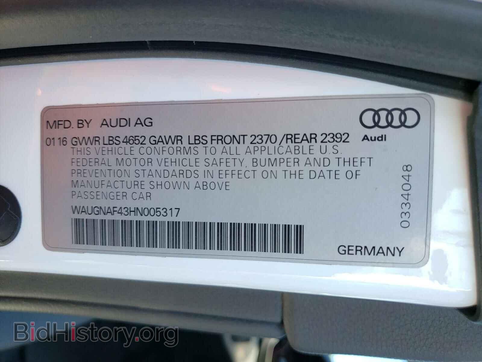 2017 AUDI A4 - VIN: WAUGNAF43HN005317 - Фото 10
