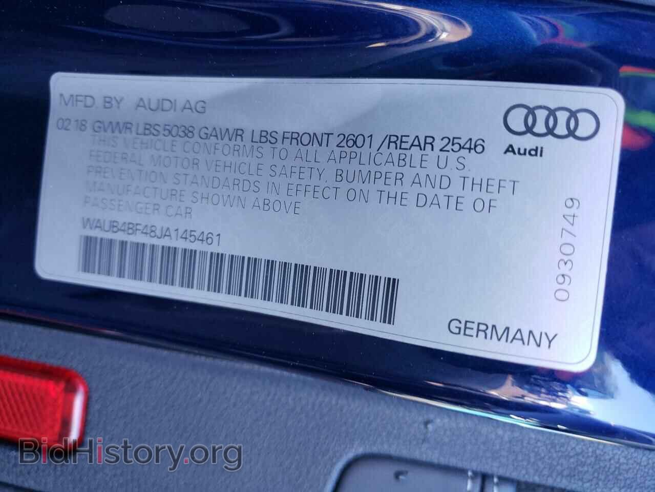 2018 AUDI S4/RS4 - VIN: WAUB4BF48JA145461 - Фото 10