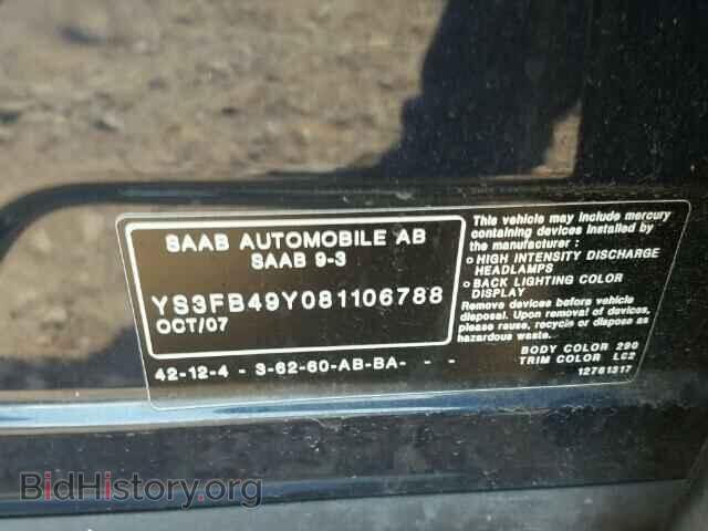 2008 SAAB 9 3 - VIN: YS3FB49Y081106788 - Фото 10