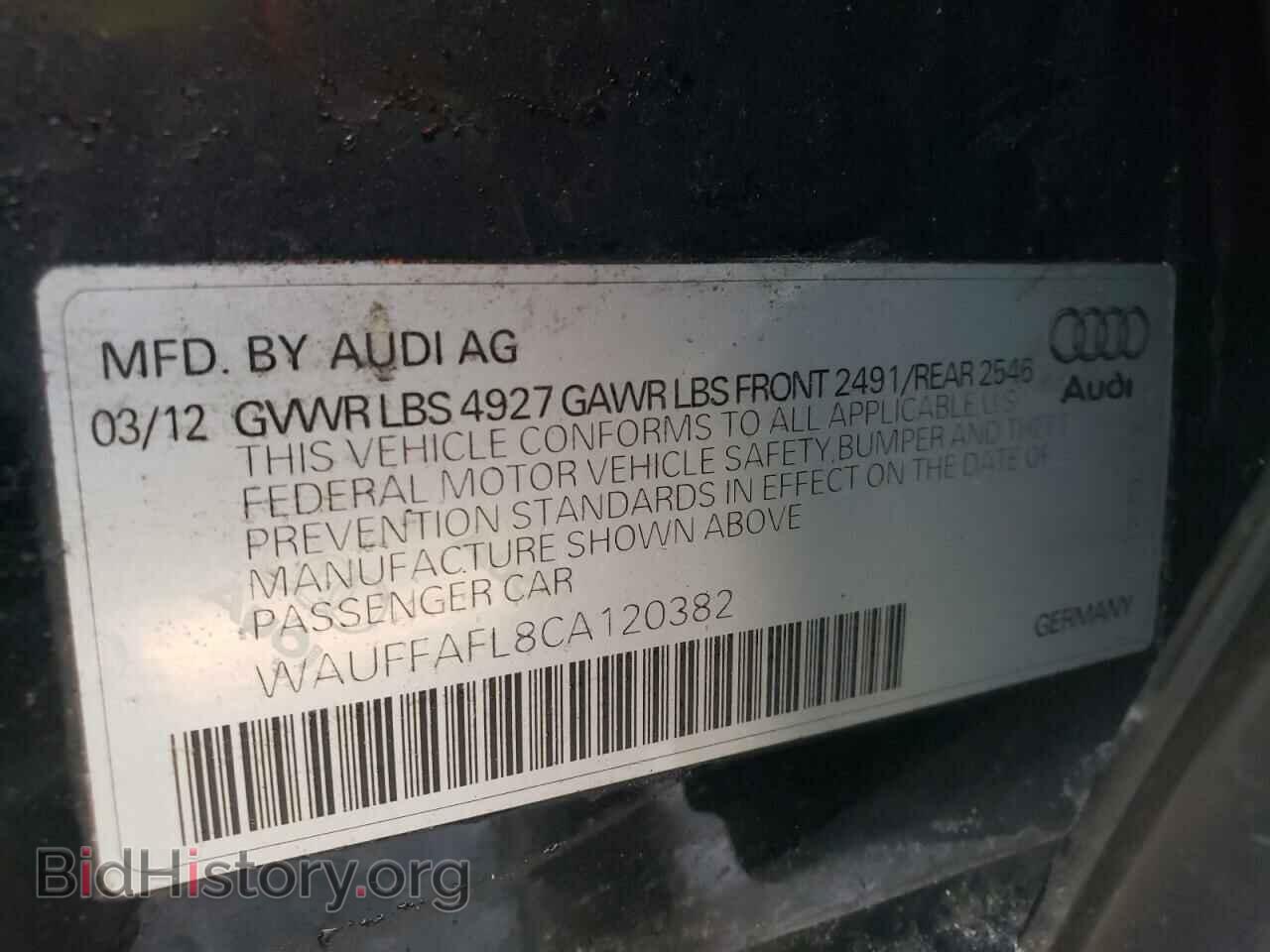 2012 AUDI A4 - VIN: WAUFFAFL8CA120382 - Фото 10