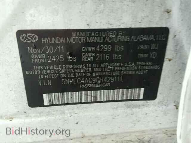 2012 HYUNDAI SONATA - VIN: 5NPEC4AC9CH429111 - Фото 10