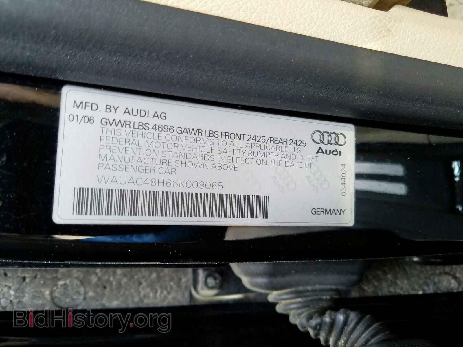 2006 AUDI A4 - VIN: WAUAC48H66K009065 - Фото 10