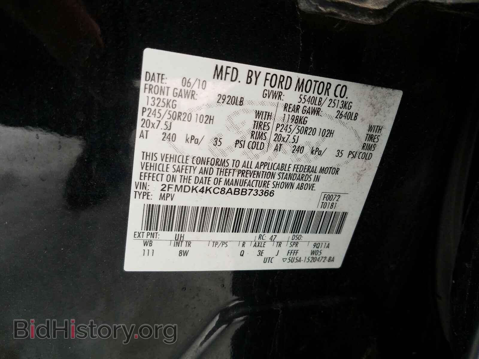 2010 FORD EDGE - VIN: 2FMDK4KC8ABB73366 - Photo 10