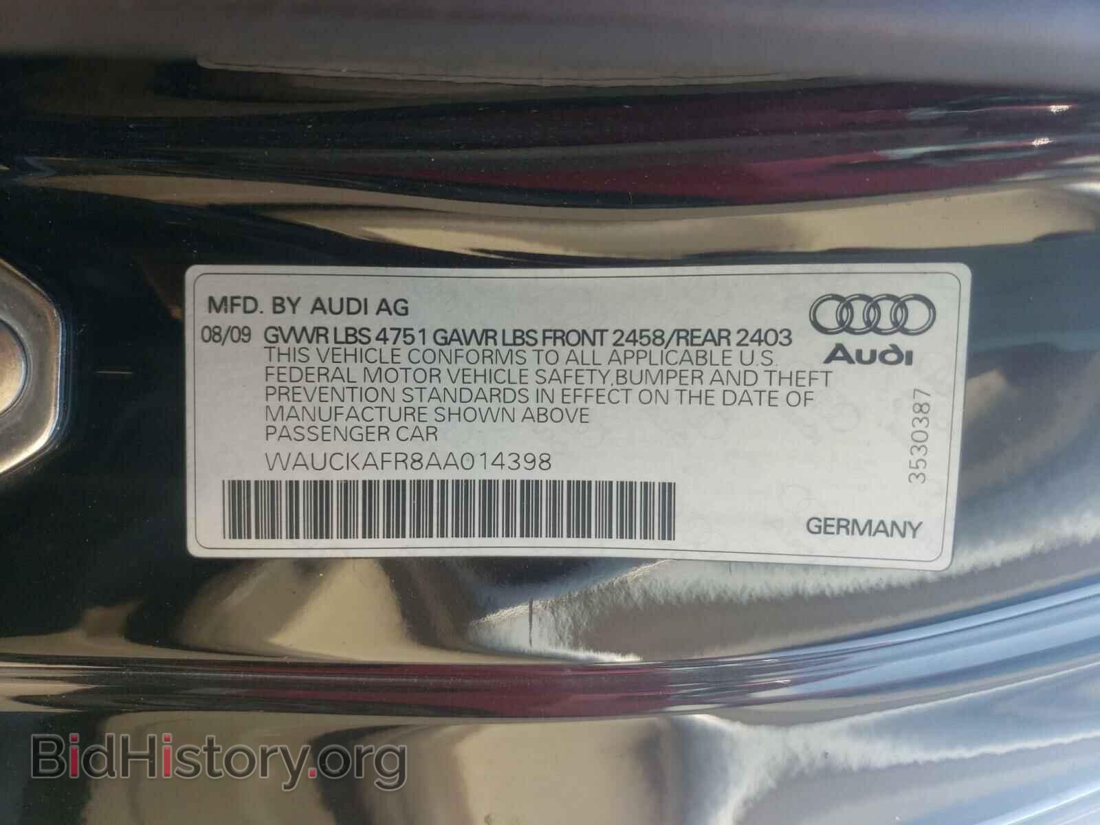 2010 AUDI A5 - VIN: WAUCKAFR8AA014398 - Фото 10