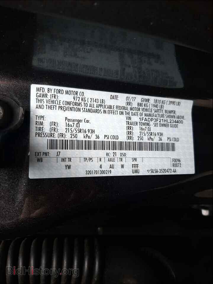 2017 FORD FOCUS - VIN: 1FADP3F21HL234400 - Фото 10