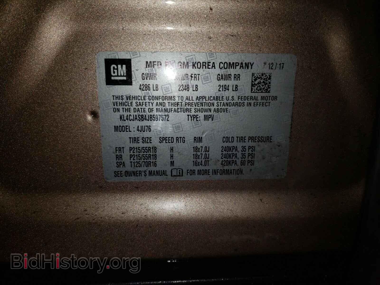 2018 BUICK ENCORE - VIN: KL4CJASB4JB597572 - Фото 10