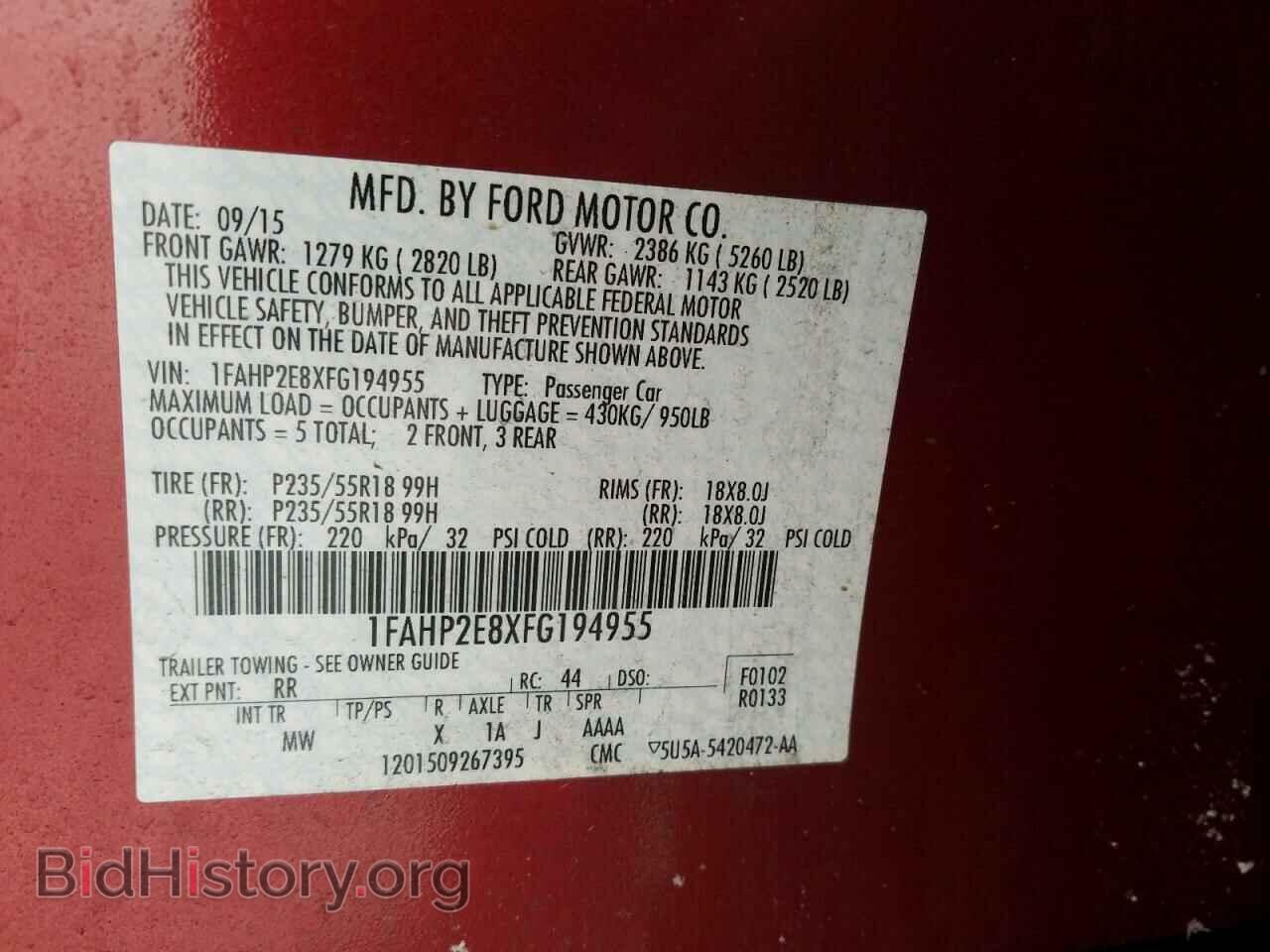 2015 FORD TAURUS - VIN: 1FAHP2E8XFG194955 - Фото 10