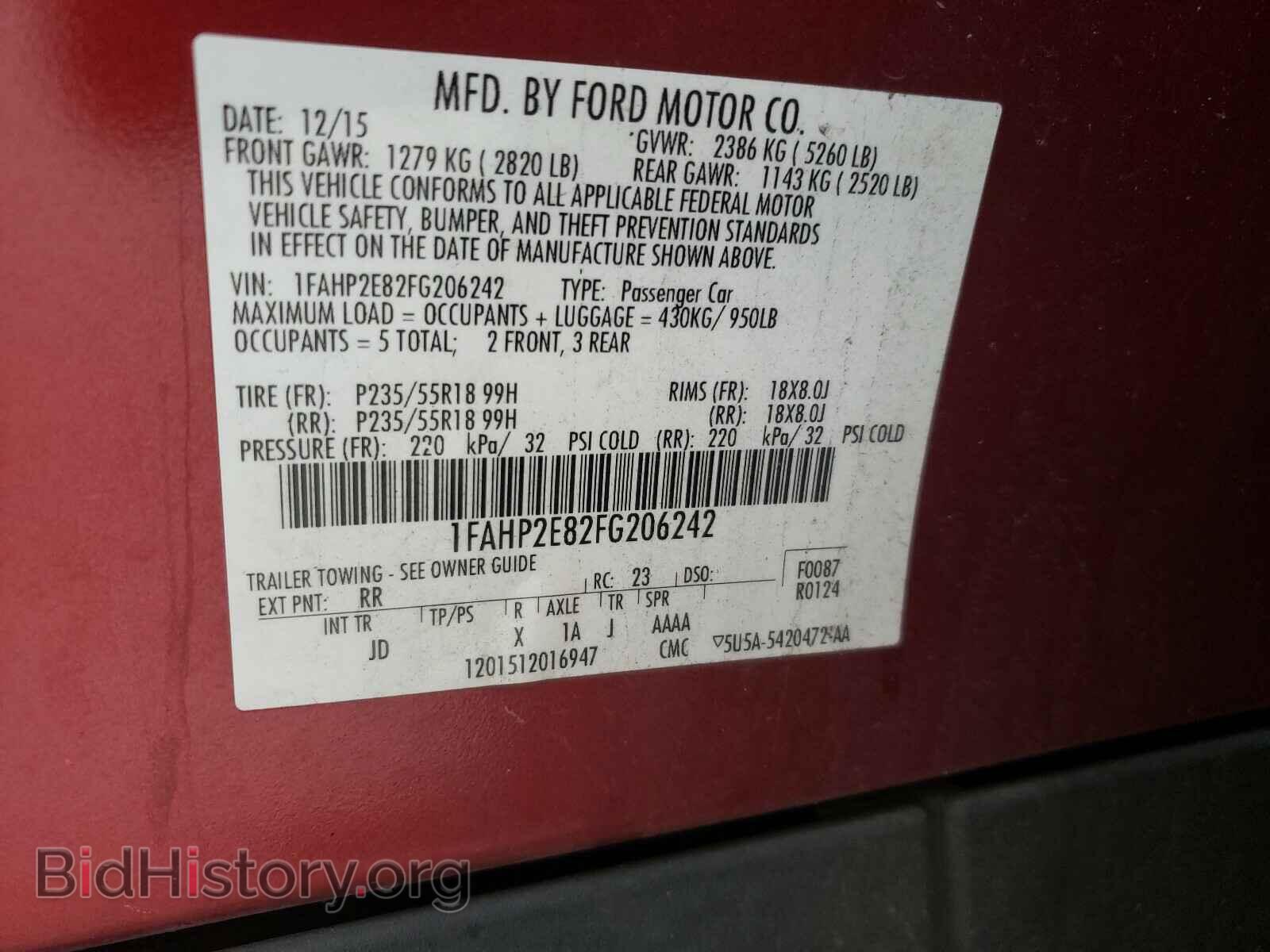 2015 FORD TAURUS - VIN: 1FAHP2E82FG206242 - Photo 10