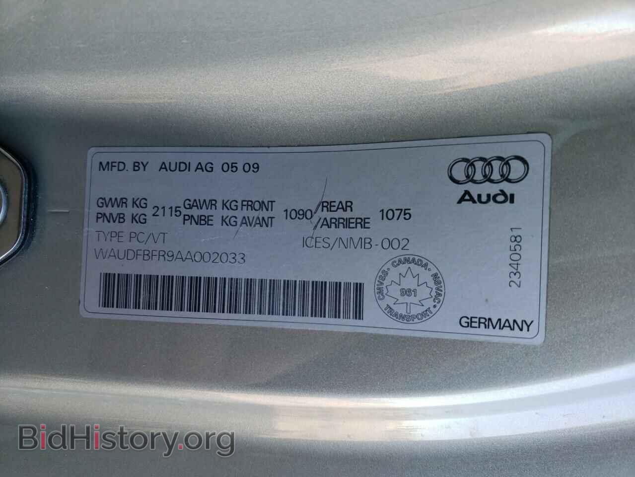 2010 AUDI A5 - VIN: WAUDFBFR9AA002033 - Photo 10