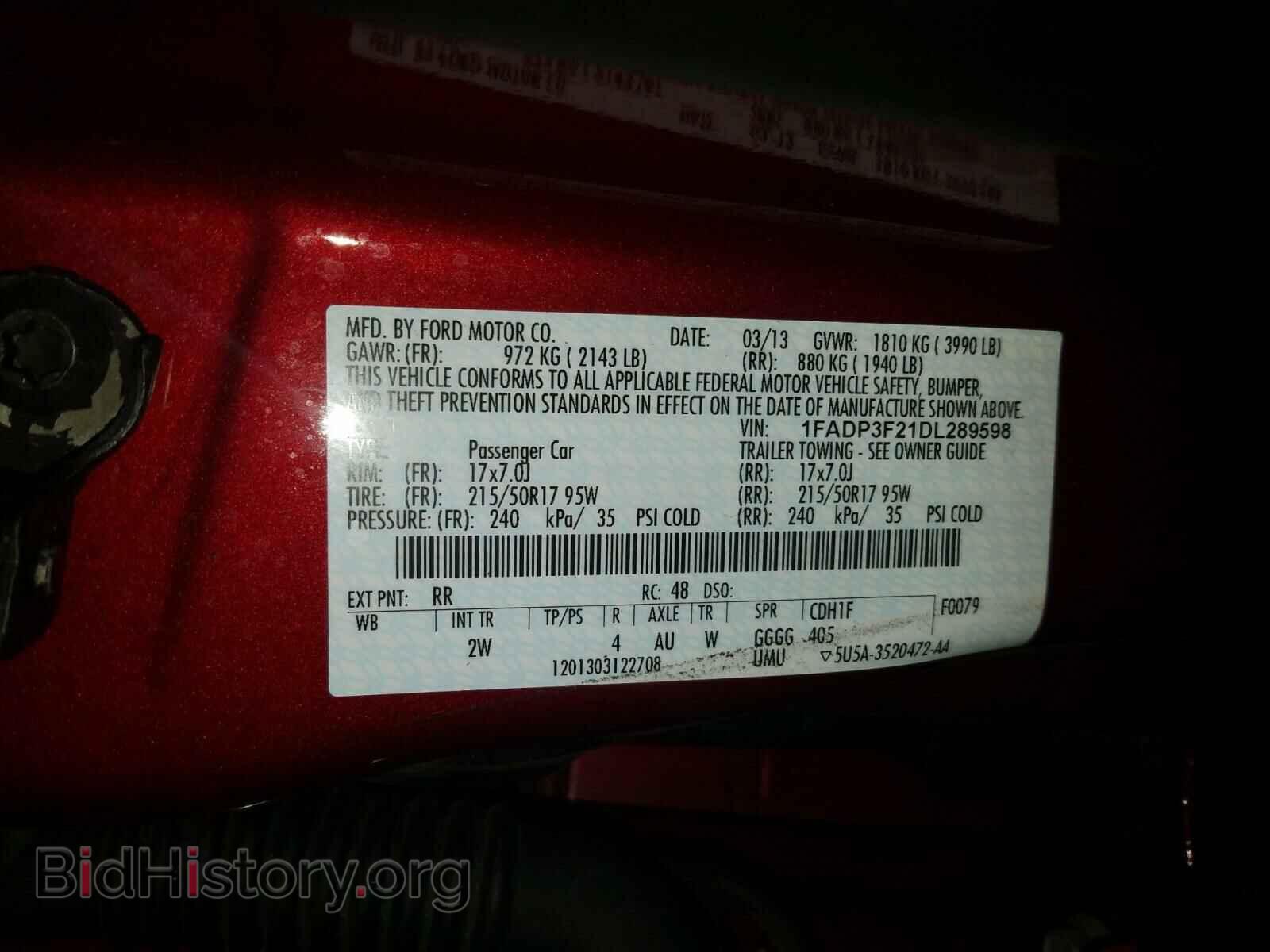 2013 FORD FOCUS - VIN: 1FADP3F21DL289598 - Фото 10