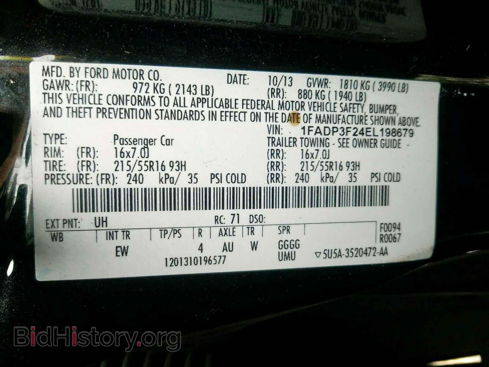 2014 FORD FOCUS - VIN: 1FADP3F24EL198679 - Фото 10