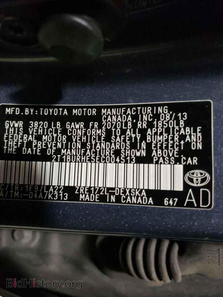 2014 TOYOTA COROLLA - VIN: 2T1BURHE5EC004513 - Photo 10