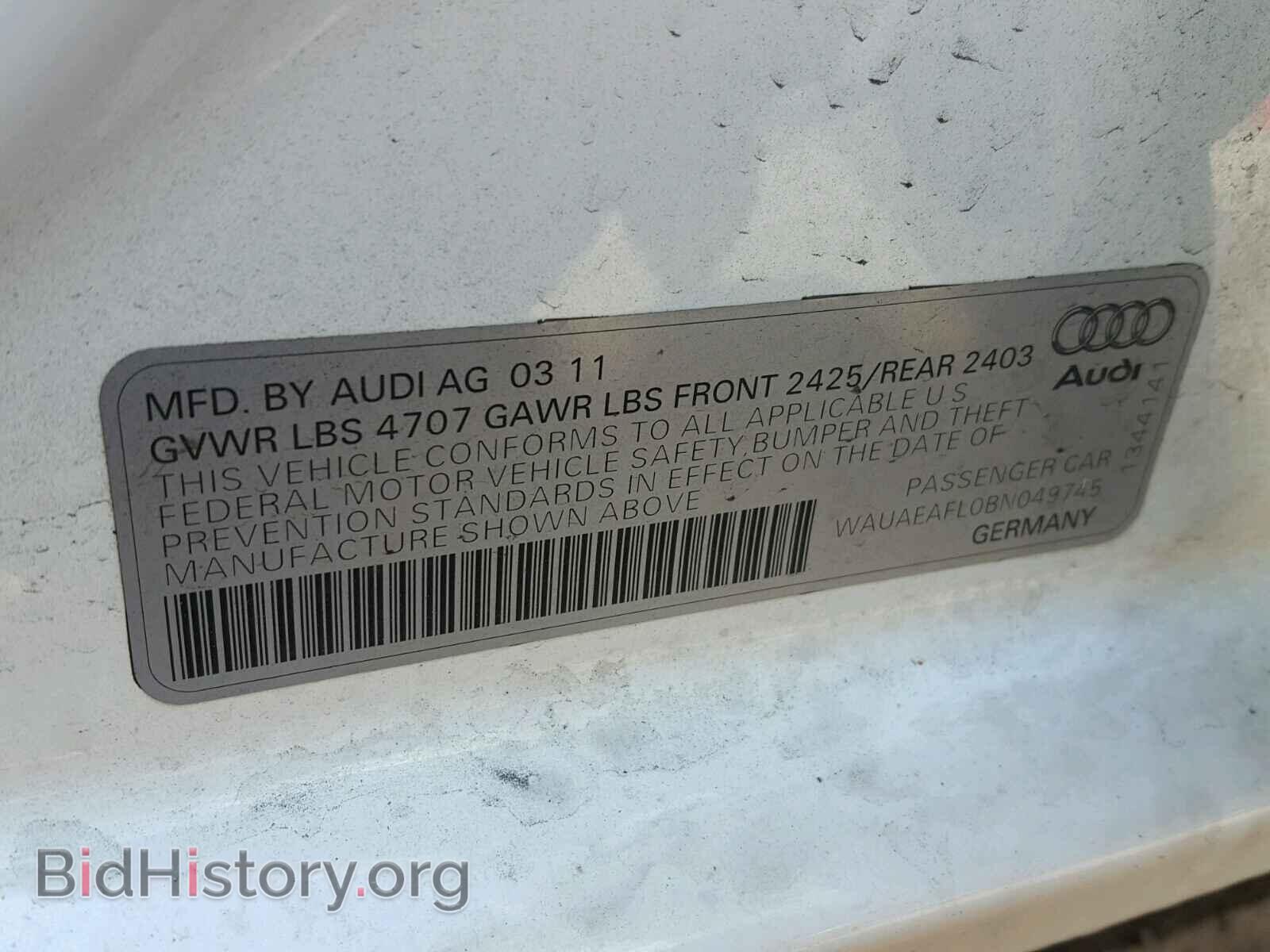 2011 AUDI A4 - VIN: WAUAFAFL0BN049745 - Фото 10
