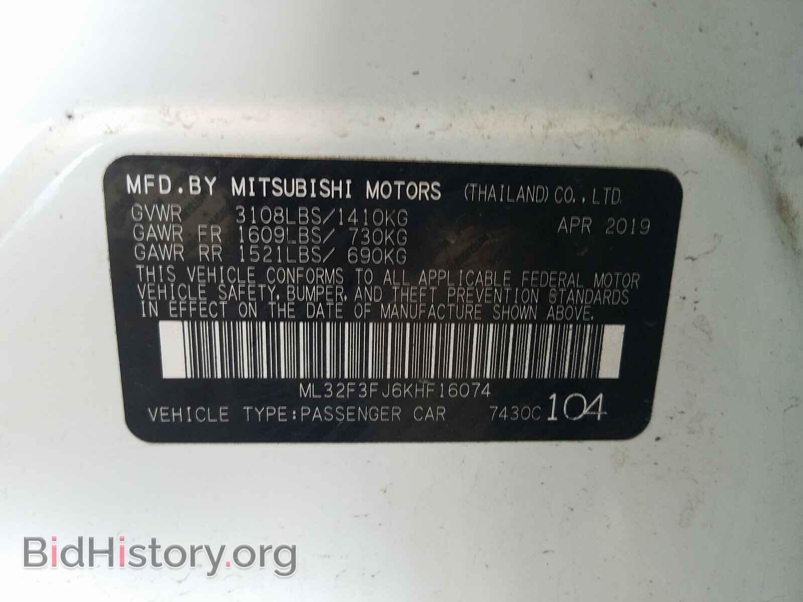 2019 MITSUBISHI MIRAGE - VIN: ML32F3FJ6KHF16074 - Фото 10