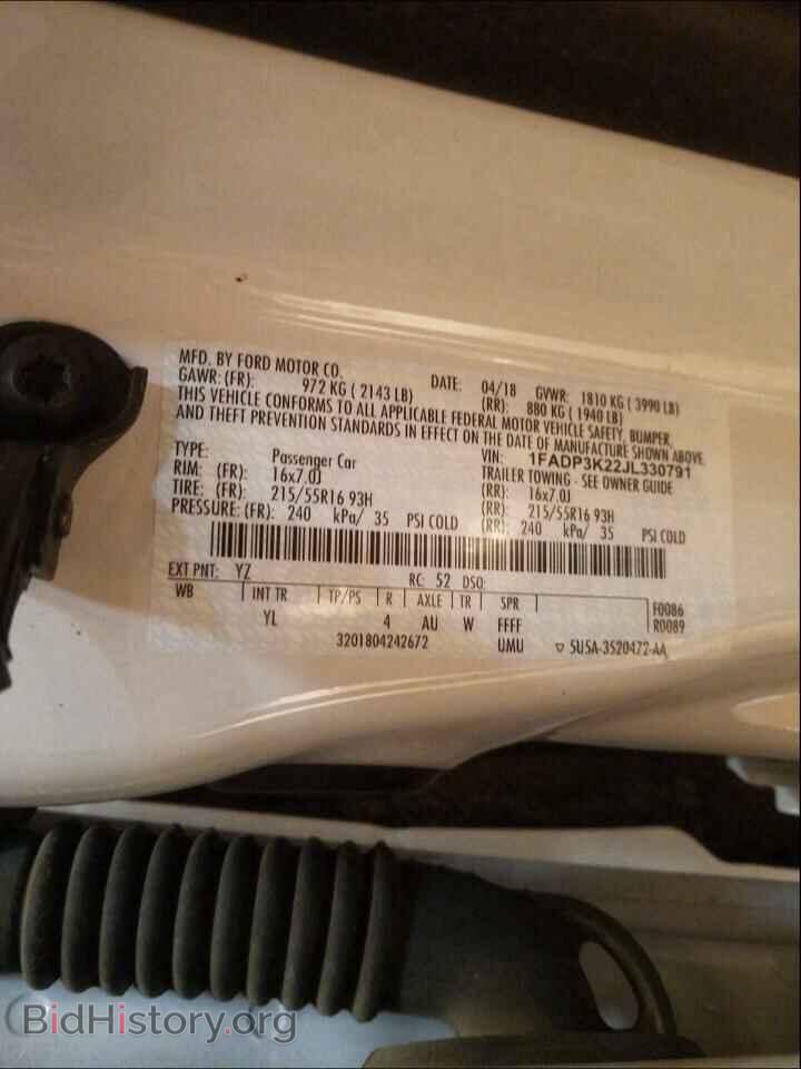 2018 FORD FOCUS - VIN: 1FADP3K22JL330791 - Фото 10