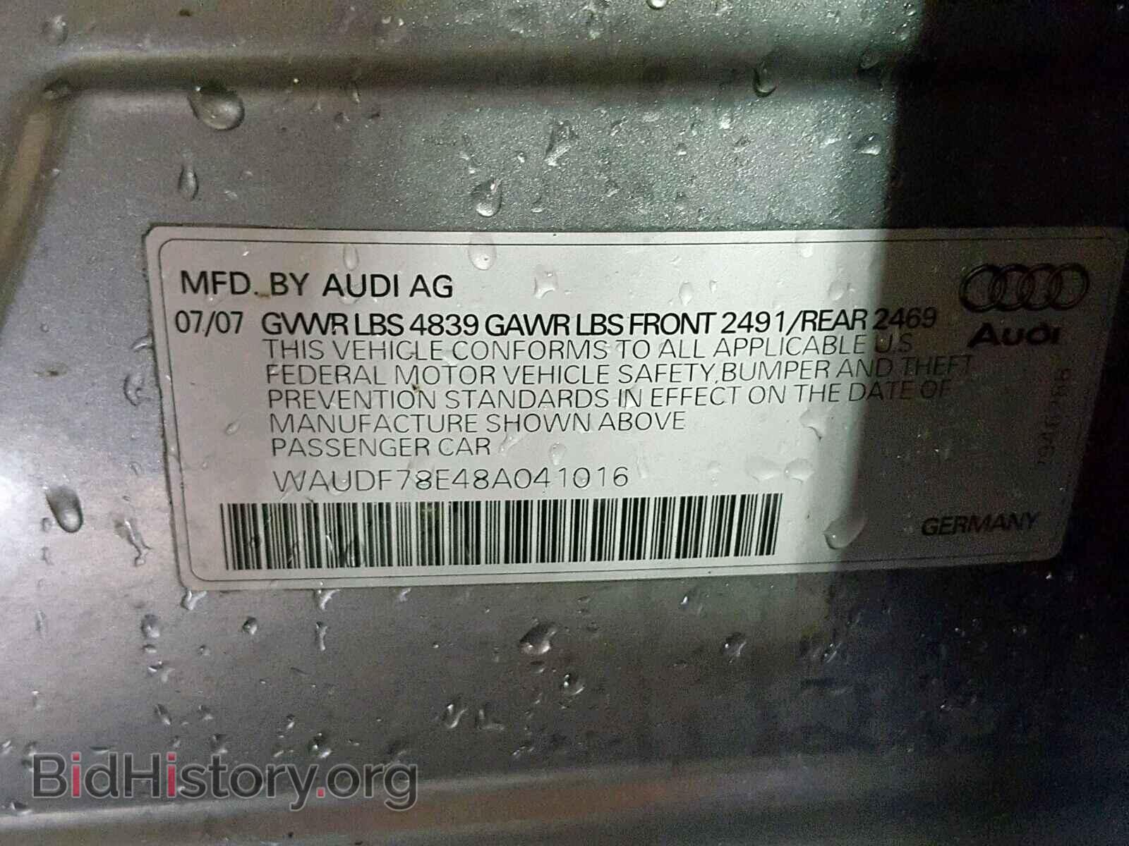 2008 AUDI A4 - VIN: WAUDF78E48A041016 - Фото 10