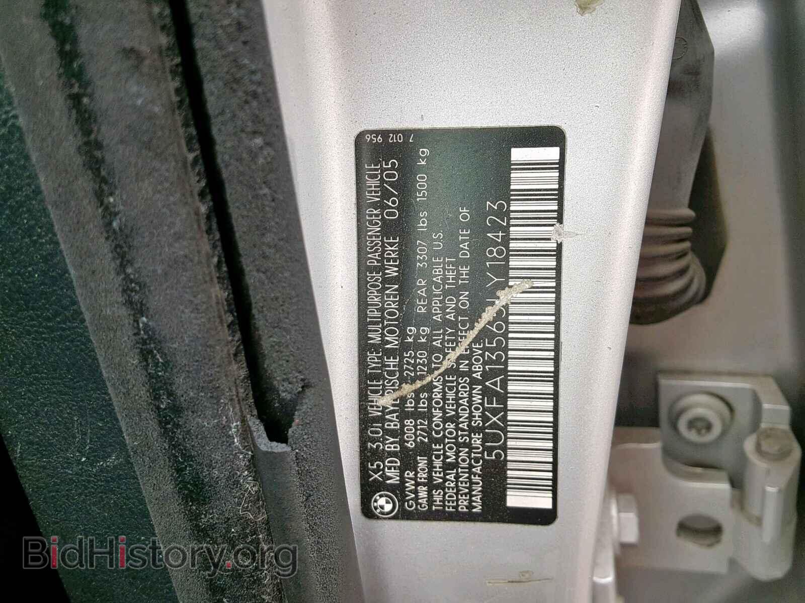 2005 BMW X5 - VIN: 5UXFA13565LY18423 - Фото 10