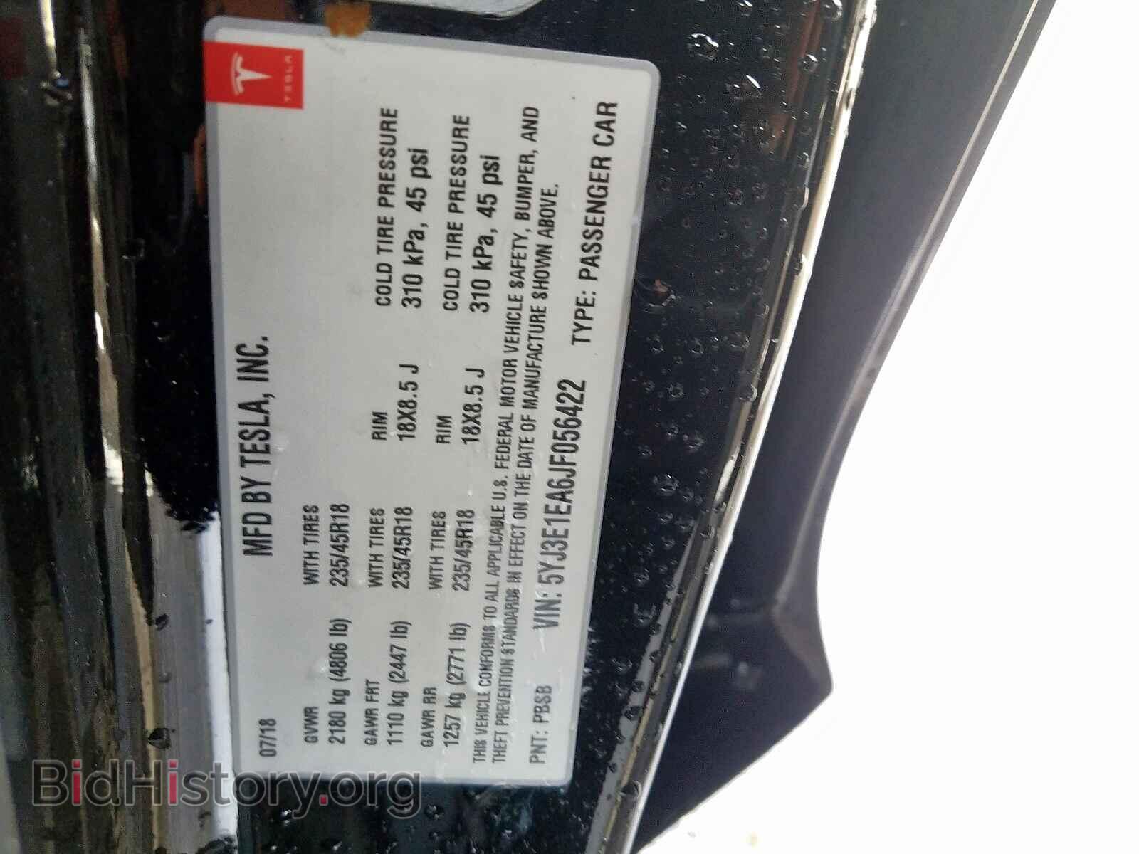 2018 TESLA MODEL 3 - VIN: 5YJ3E1EA6JF056422 - Фото 10