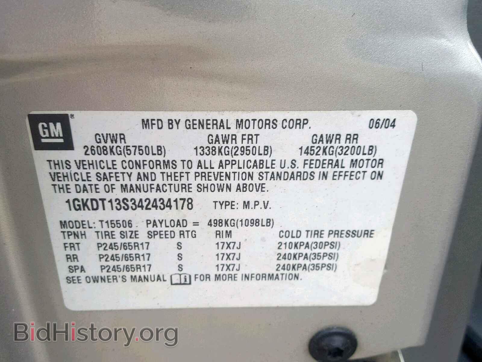 2004 GMC ENVOY - VIN: 1GKDT13S342434178 - Фото 10