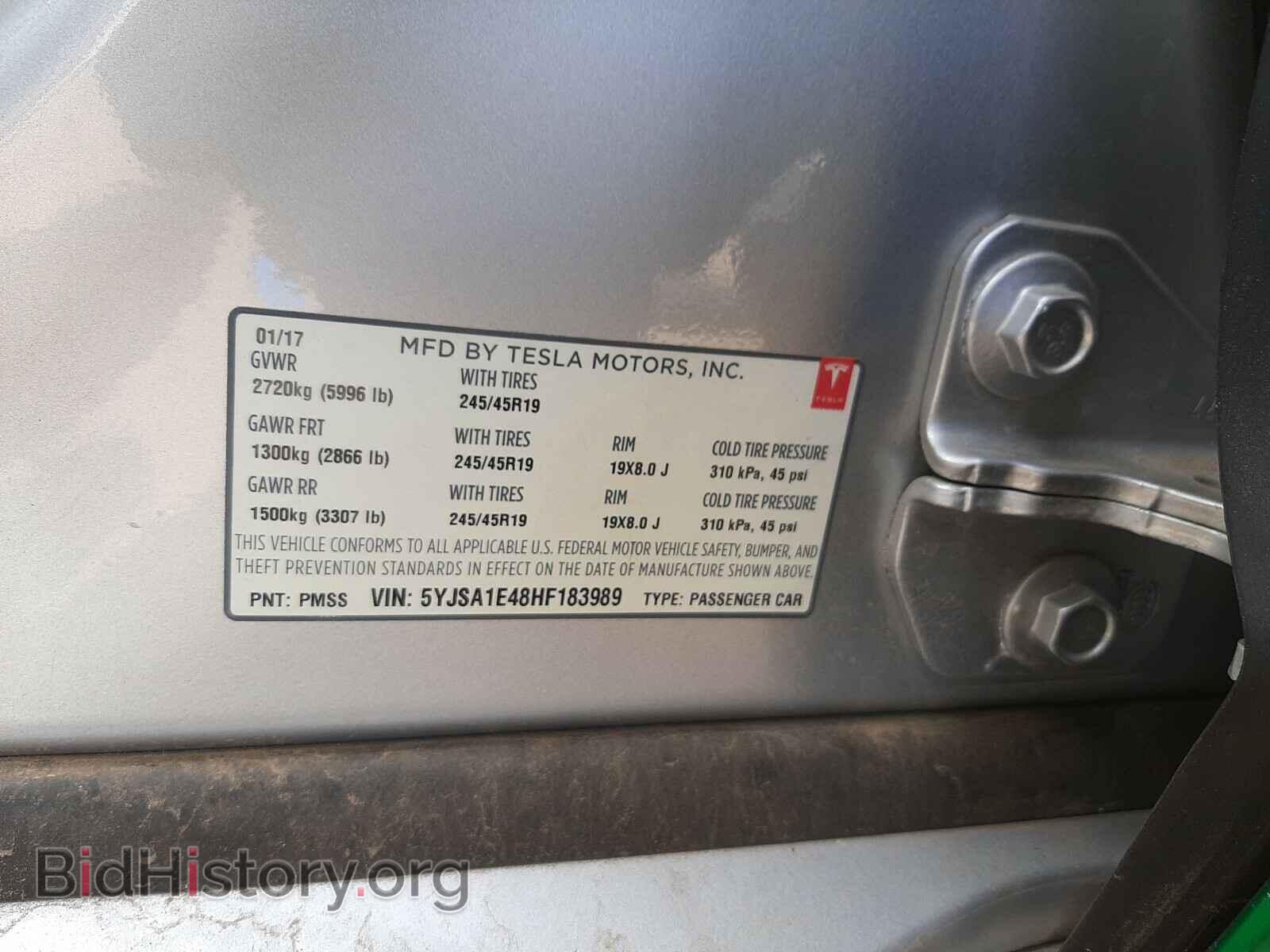 2017 TESLA MODEL S - VIN: 5YJSA1E48HF183989 - Photo 10