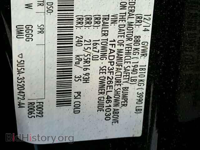 2014 FORD FOCUS - VIN: 1FADP3F26EL461030 - Фото 10