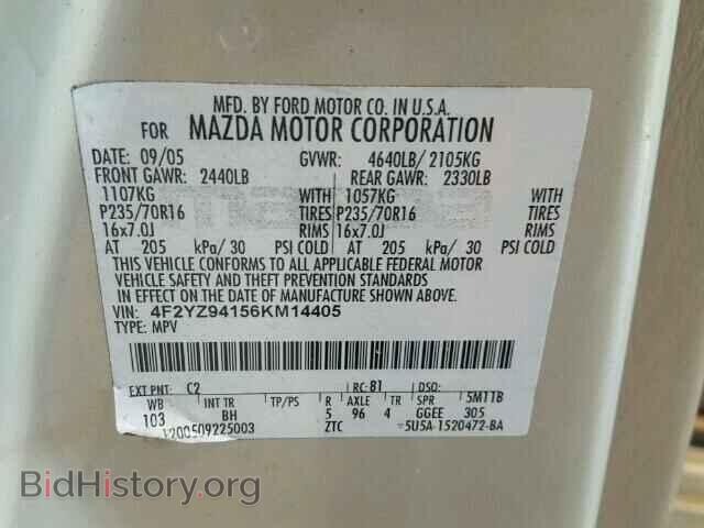 2006 MAZDA TRIBUTE - VIN: 4F2YZ94156KM14405 - Фото 10