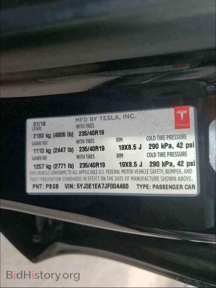 2018 TESLA MODEL 3 - VIN: 5YJ3E1EA7JF004460 - Фото 10