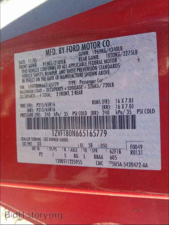 2006 FORD MUSTANG - VIN: 1ZVFT80N665165779 - Фото 10