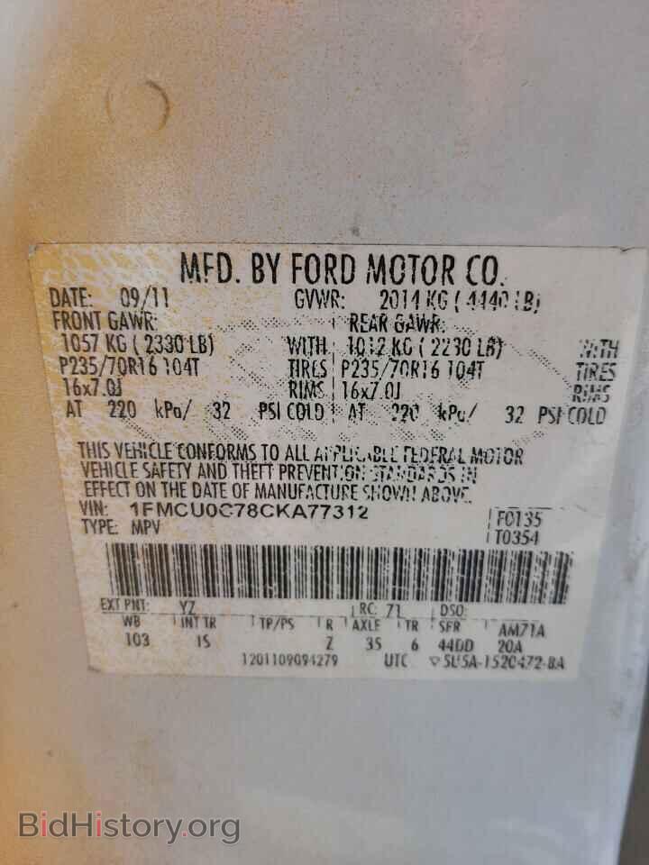 2012 FORD ESCAPE - VIN: 1FMCU0C78CKA77312 - Фото 10