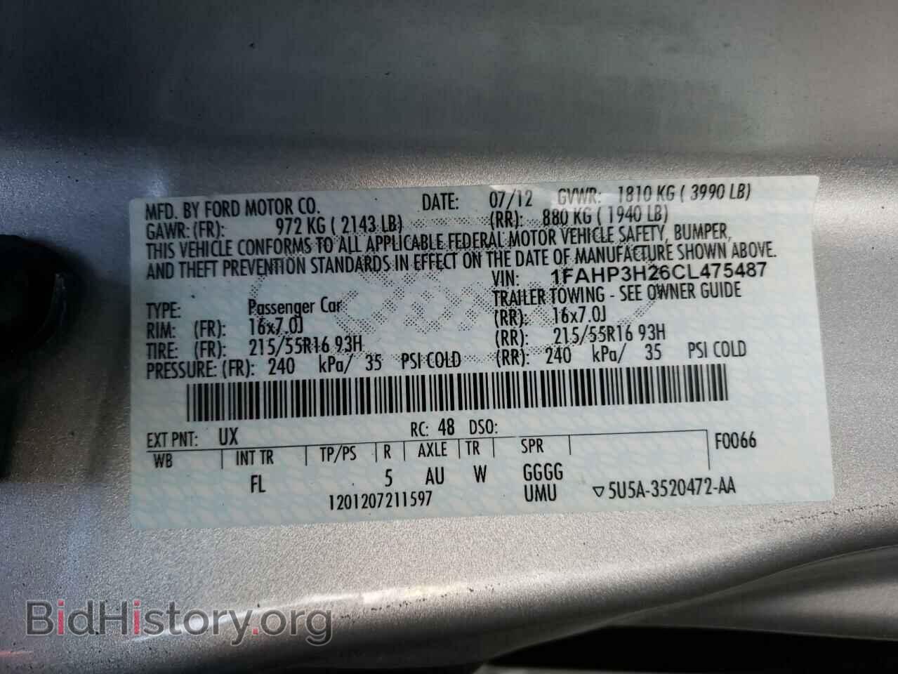 2012 FORD FOCUS - VIN: 1FAHP3H26CL475487 - Фото 10