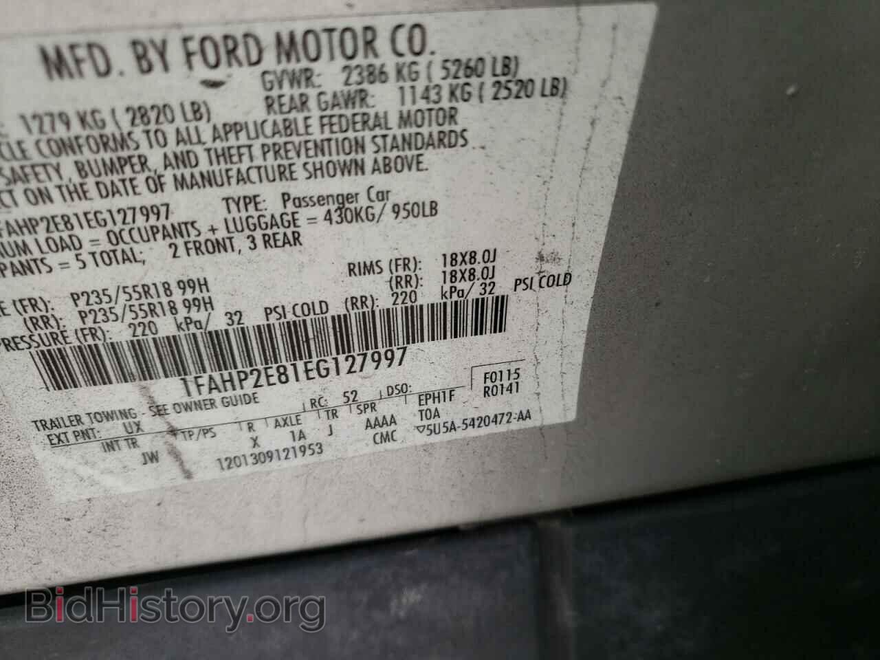 2014 FORD TAURUS - VIN: 1FAHP2E81EG127997 - Фото 10