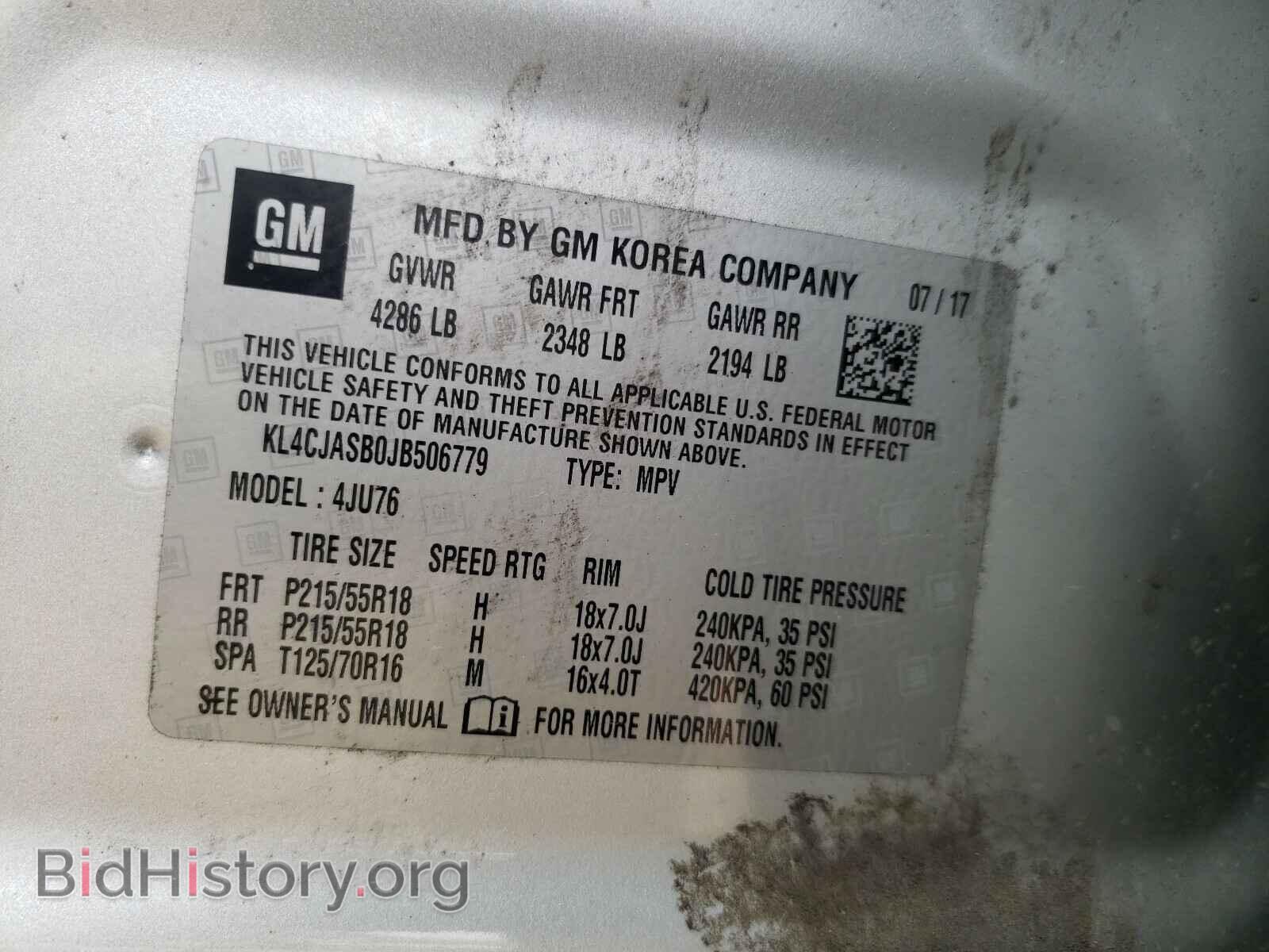 2018 BUICK ENCORE - VIN: KL4CJASB0JB506779 - Фото 10