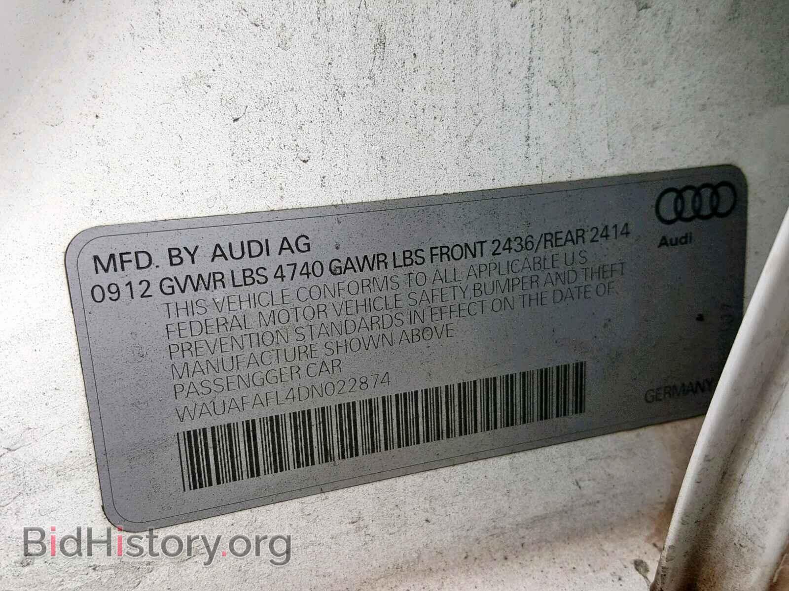 2013 AUDI A4 - VIN: WAUAFAFL4DN022874 - Фото 10