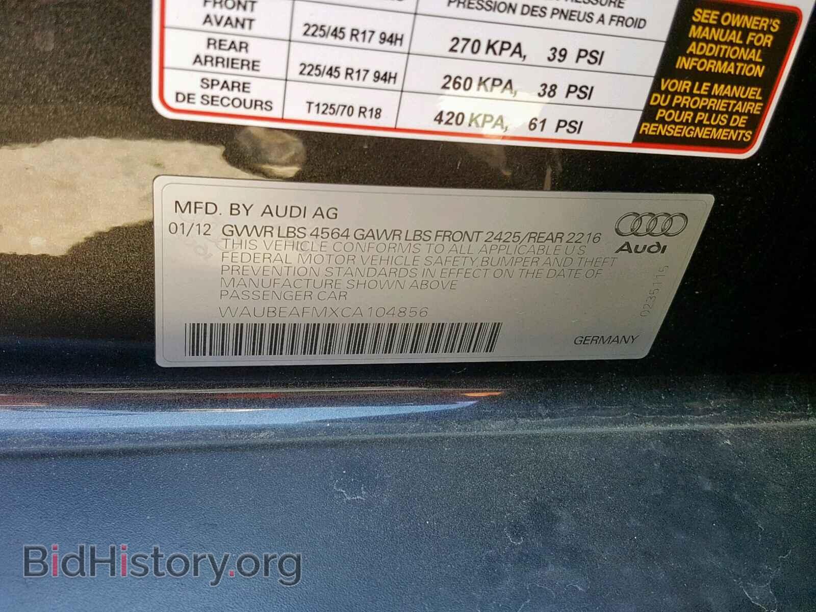 2012 AUDI A3 - VIN: WAUBEAFMXCA104856 - Photo 10
