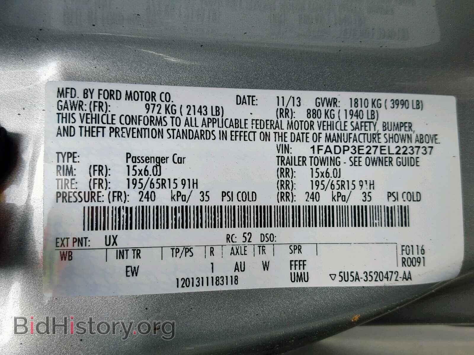 2014 FORD FOCUS - VIN: 1FADP3E27EL223737 - Фото 10