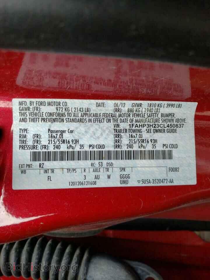 2012 FORD FOCUS - VIN: 1FAHP3H23CL450837 - Фото 10