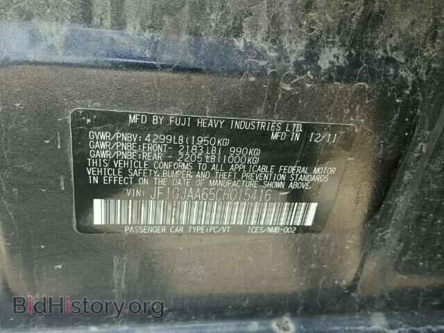 2012 SUBARU IMPREZA - VIN: JF1GJAA65CH015416 - Фото 10