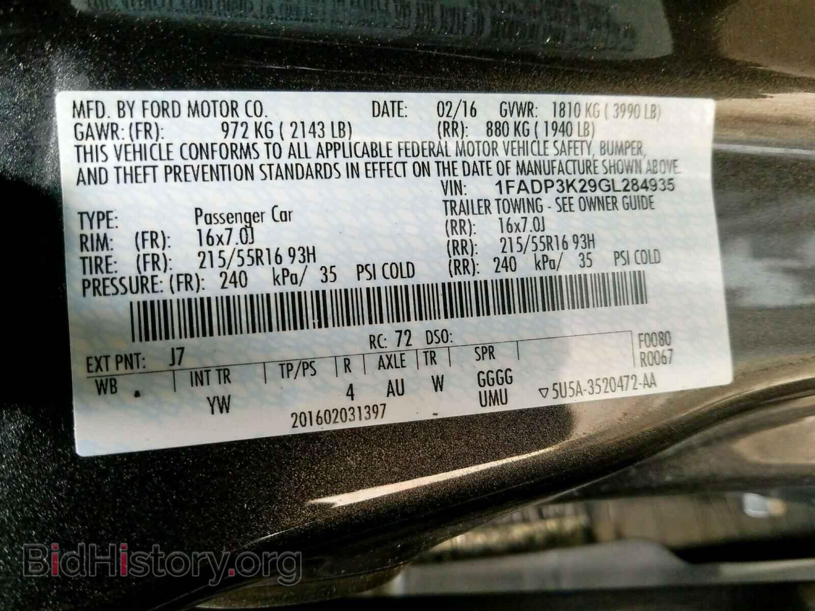 2016 FORD FOCUS - VIN: 1FADP3K29GL284935 - Фото 10