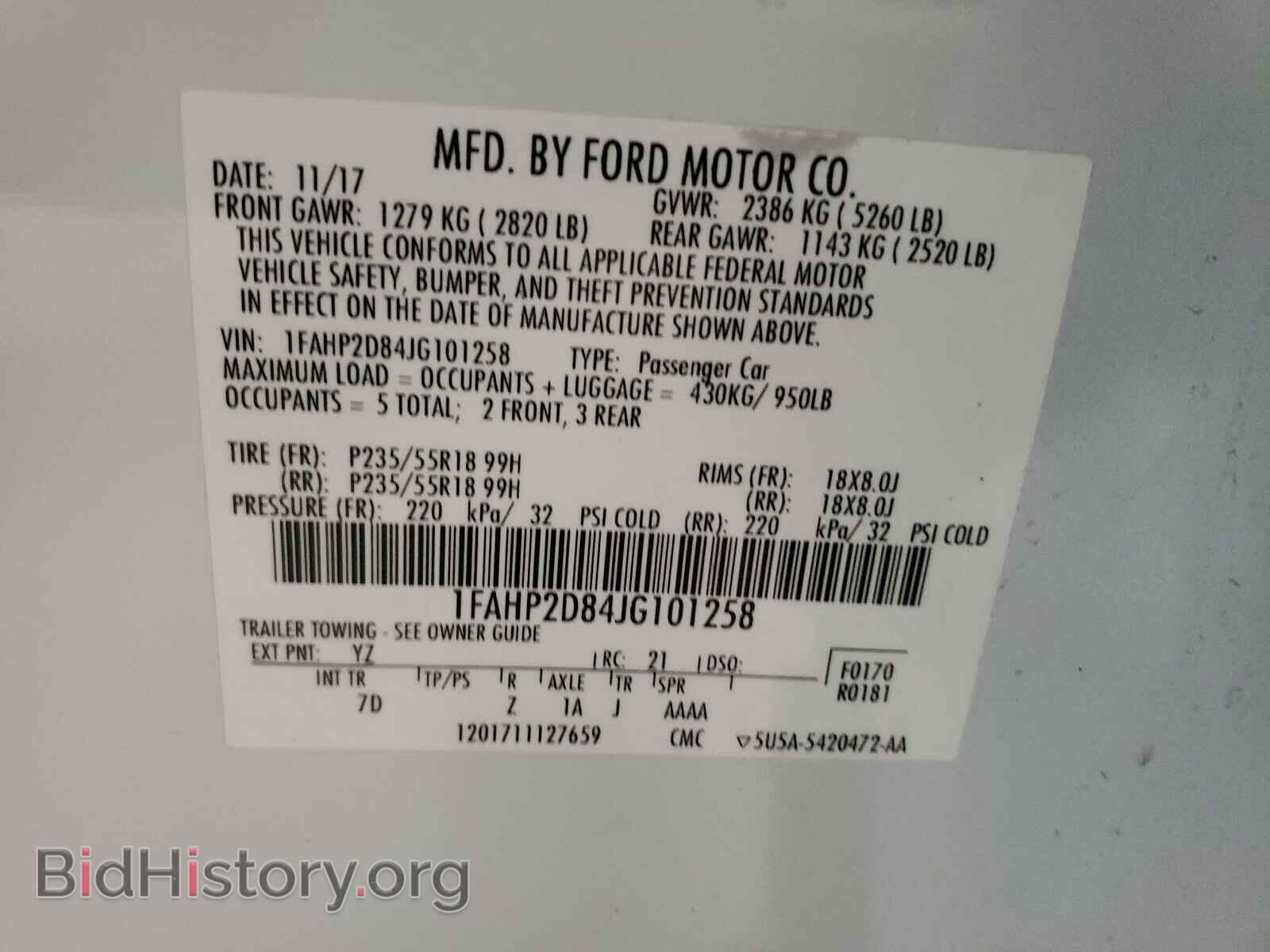 2018 FORD TAURUS - VIN: 1FAHP2D84JG101258 - Photo 10