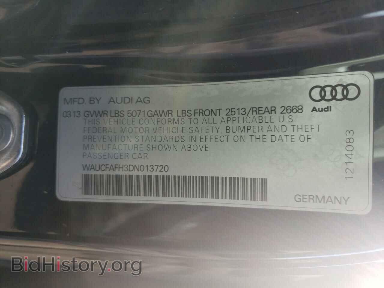 2013 AUDI A5 - VIN: WAUCFAFH3DN013720 - Фото 10