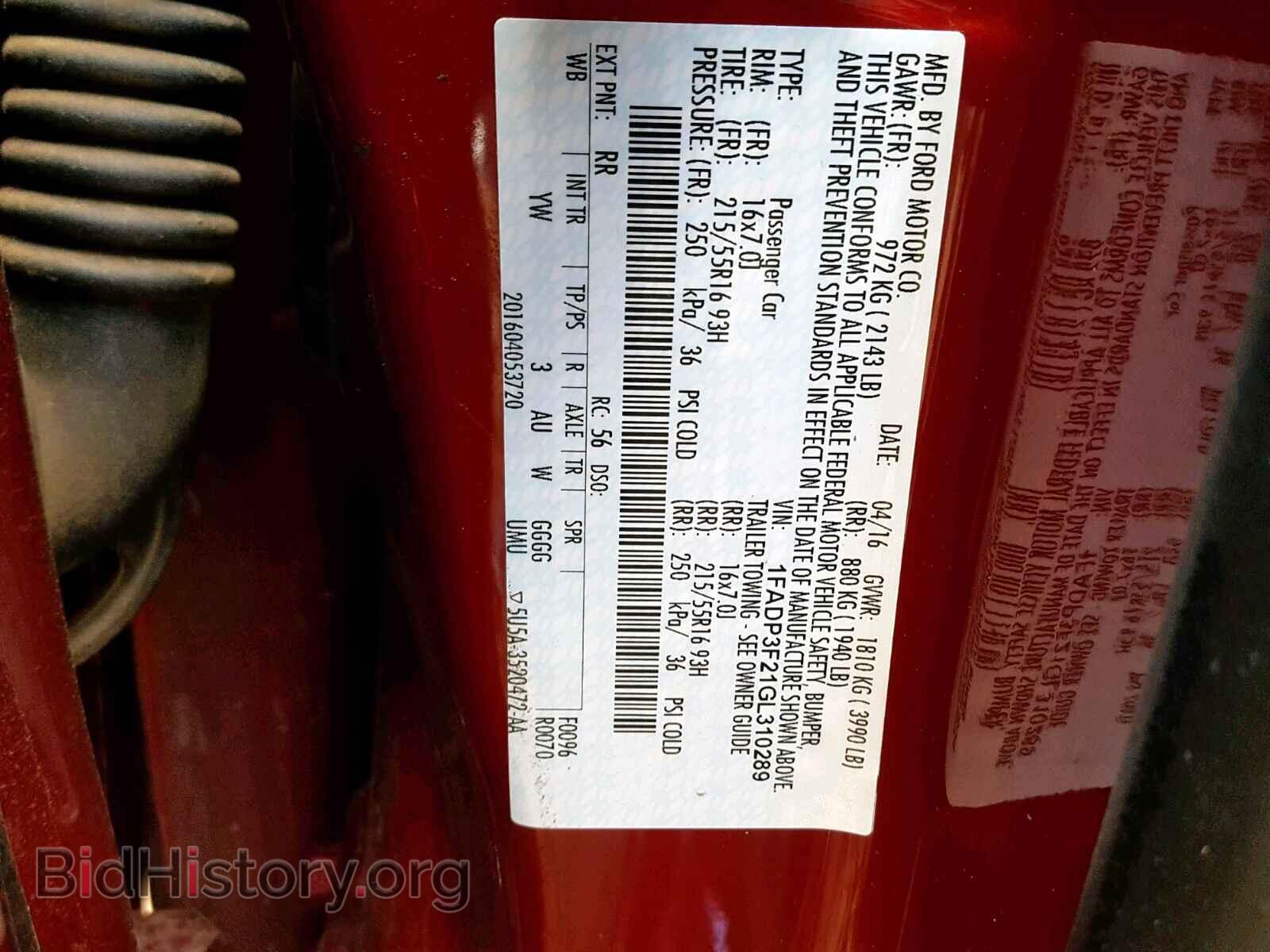 2016 FORD FOCUS SE - VIN: 1FADP3F21GL310289 - Фото 10