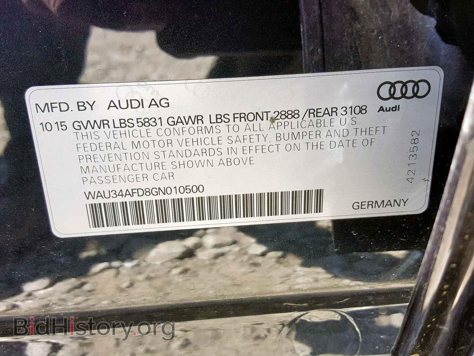 2016 AUDI A8 - VIN: WAU34AFD8GN010500 - Фото 10