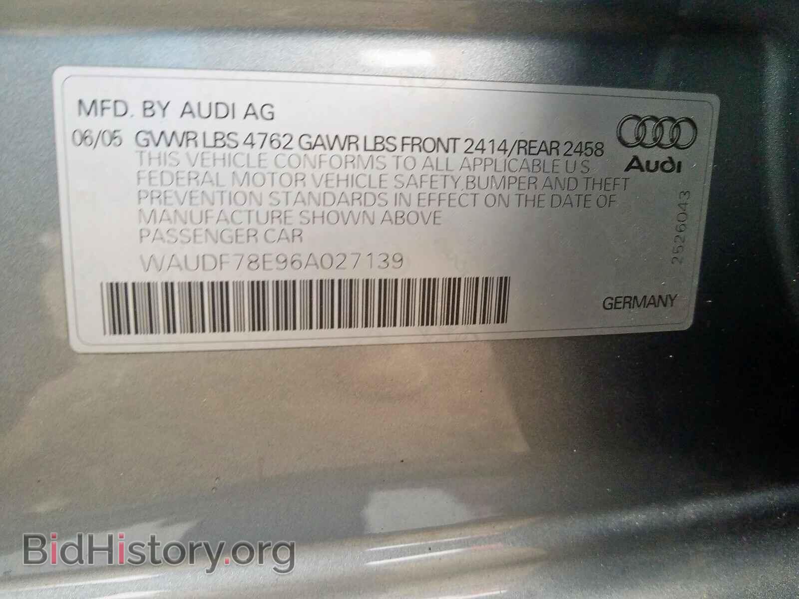 2006 AUDI A4 - VIN: WAUDF78E96A027139 - Фото 10