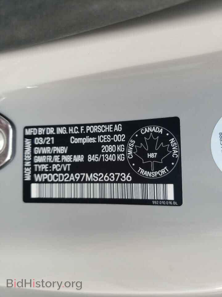 2021 PORSCHE 911 - VIN: WP0CD2A97MS263736 - Фото 10